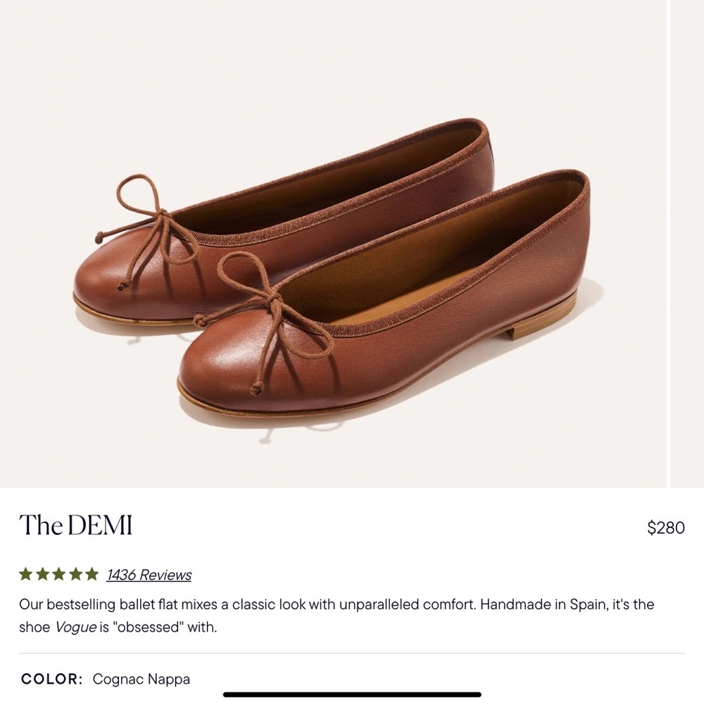 Margaux Cognac Nappa Ballet Flats